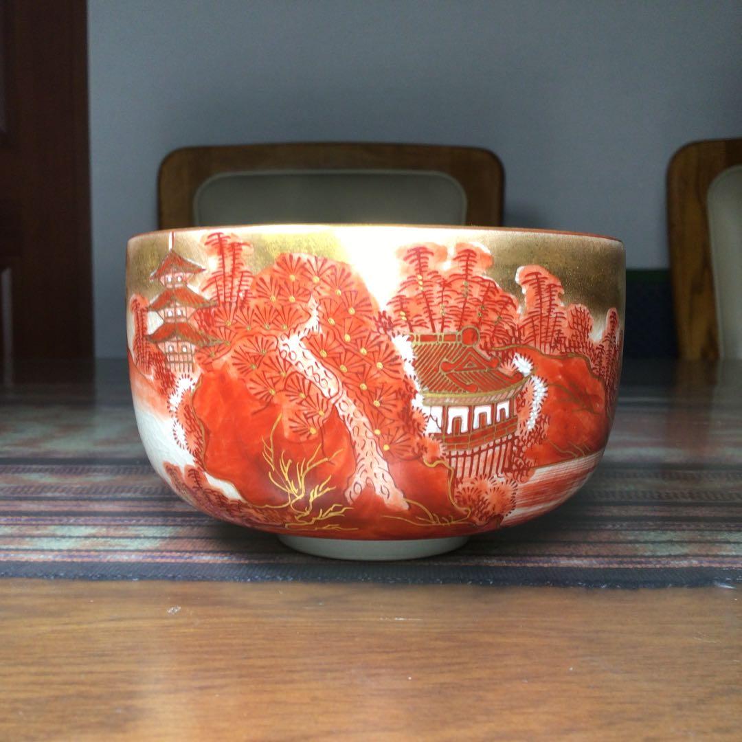 九谷極彩　中田錦峰　(中田智之) 永楽風　高堂本金錦絵　抹茶茶碗