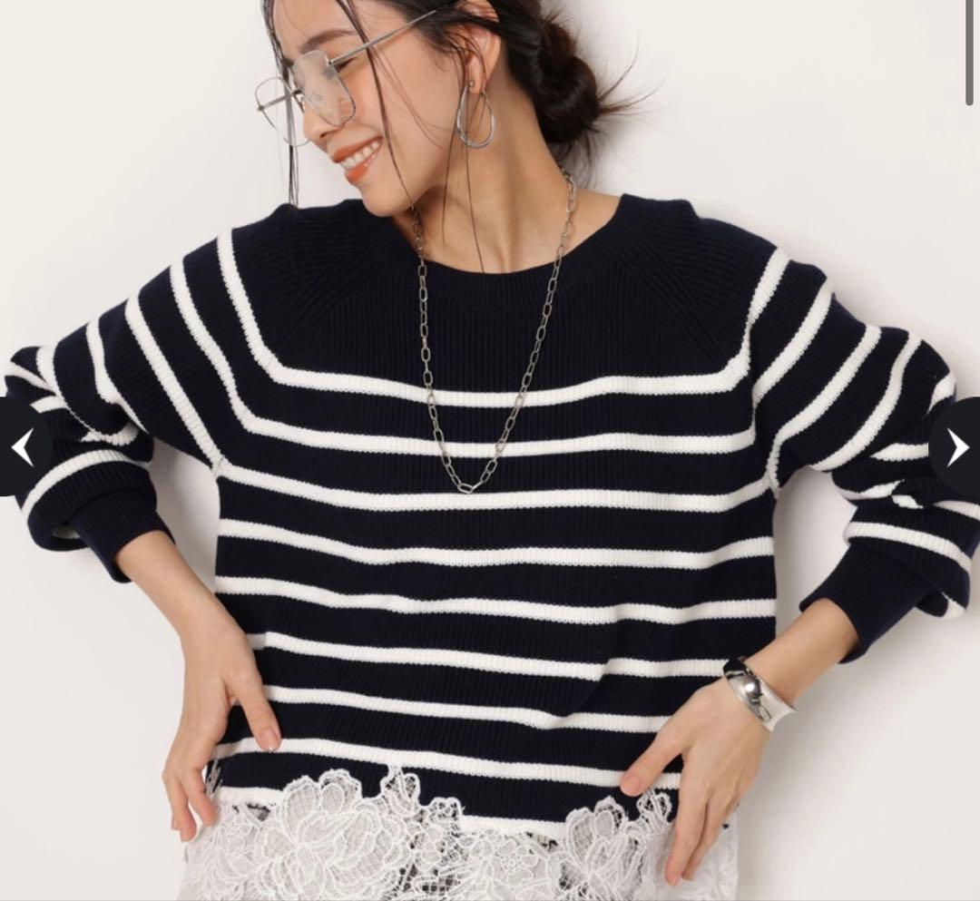 【最終値下げ！今季新作！】Arpege story 裾刺繍レースニット