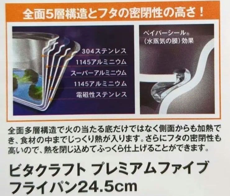 ビタクラフトフライパン プレミアムファイブ 24.5cm