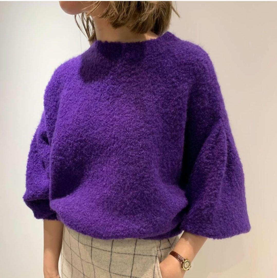 ESTNATION ブークレーカシミヤクルーネックニット　アルパカ　シルク　紫