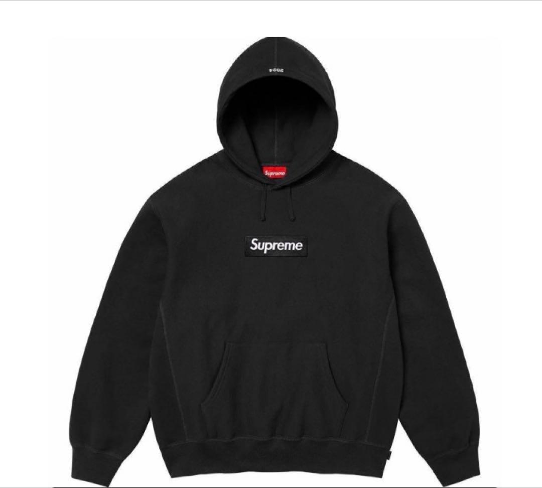 Supreme ブラック フード付きパーカー