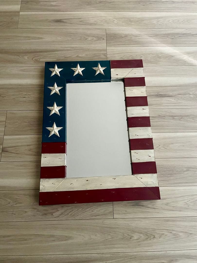 WTW アメリカ国旗デザイン 壁掛けミラー 約60cm x 80cm