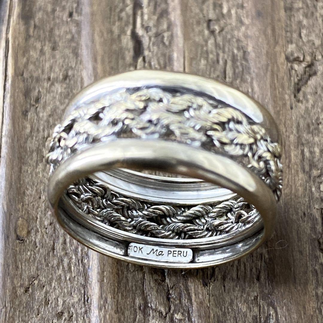 インディアンジュエリー ヴィンテージ ホワイトゴールド10k リング シルバー1