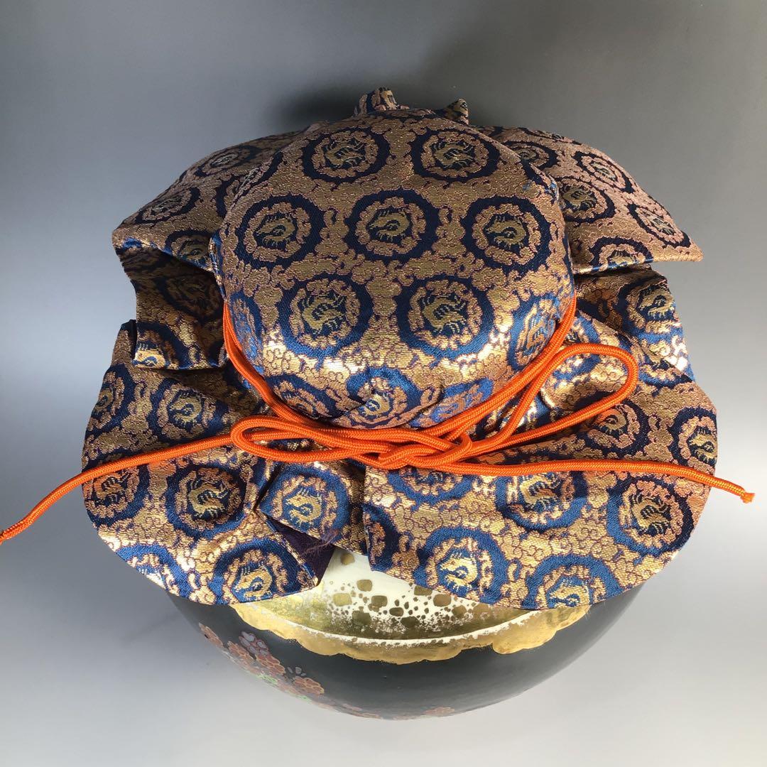 Ｍ６８６　飾壺　『城楽造』『仁清写黒地吉野山図』『茶壺』　共箱　茶道具