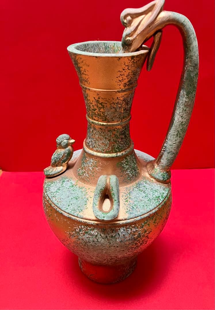 値下げ古代中国龍把鶏首壺 天鶏壺 中国浙江省の越州窯 青銅 6世紀前半の華北地域