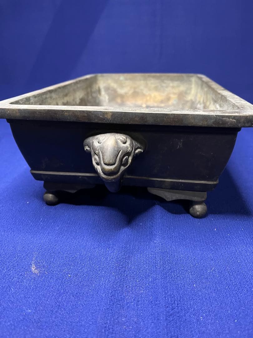 水盤　花器　約3キロ　古銅　真鍮　中国古美術　骨董