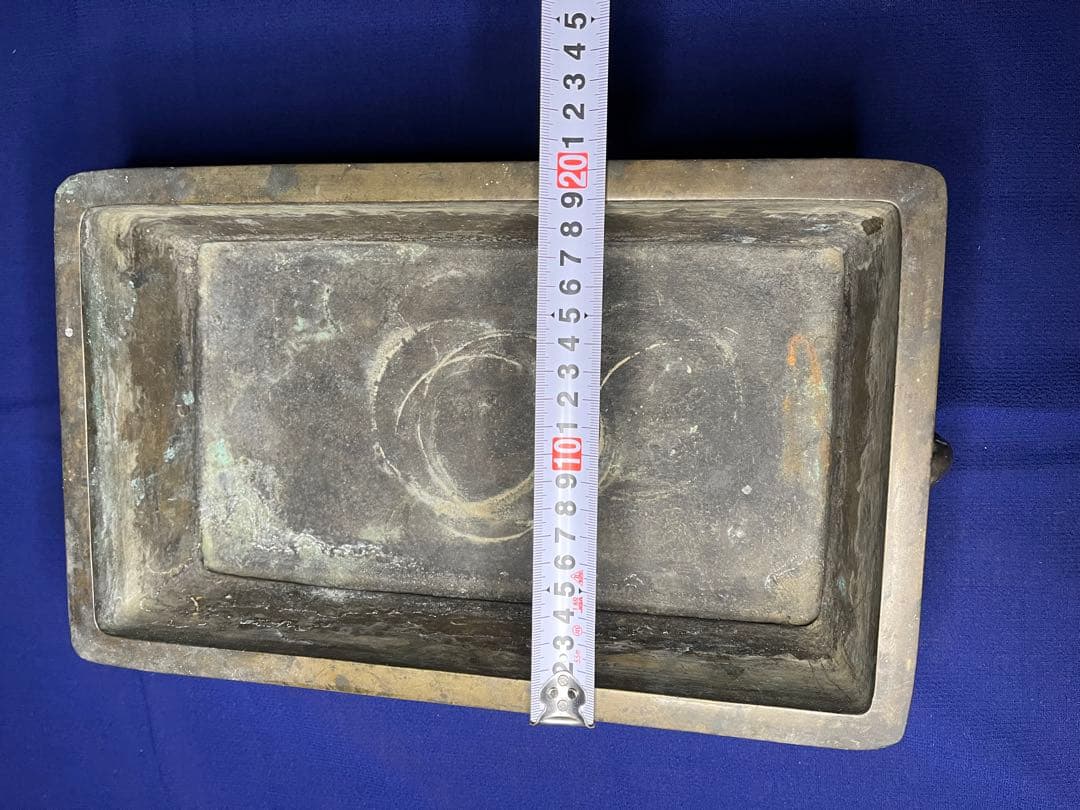 水盤　花器　約3キロ　古銅　真鍮　中国古美術　骨董