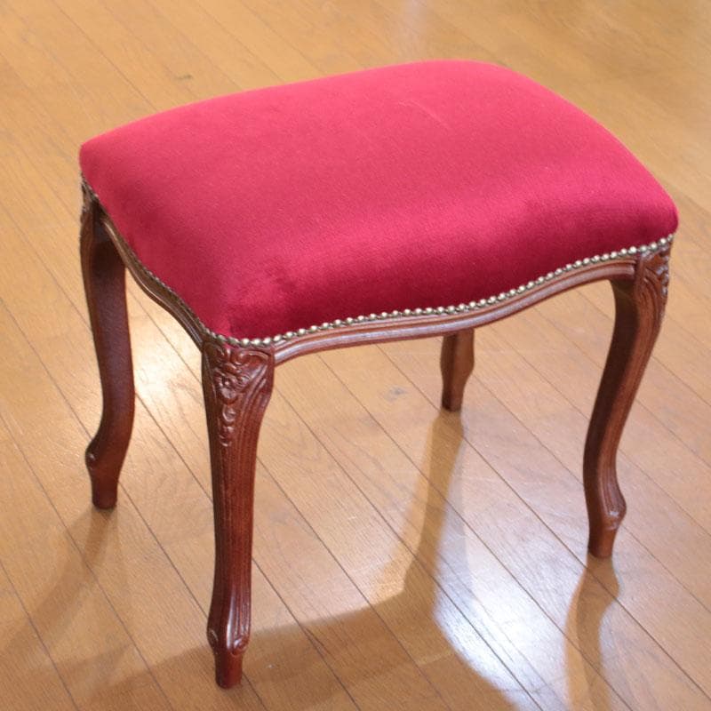 猫脚スツール 赤モケット ヴィンテージ風 かわいい 602-093