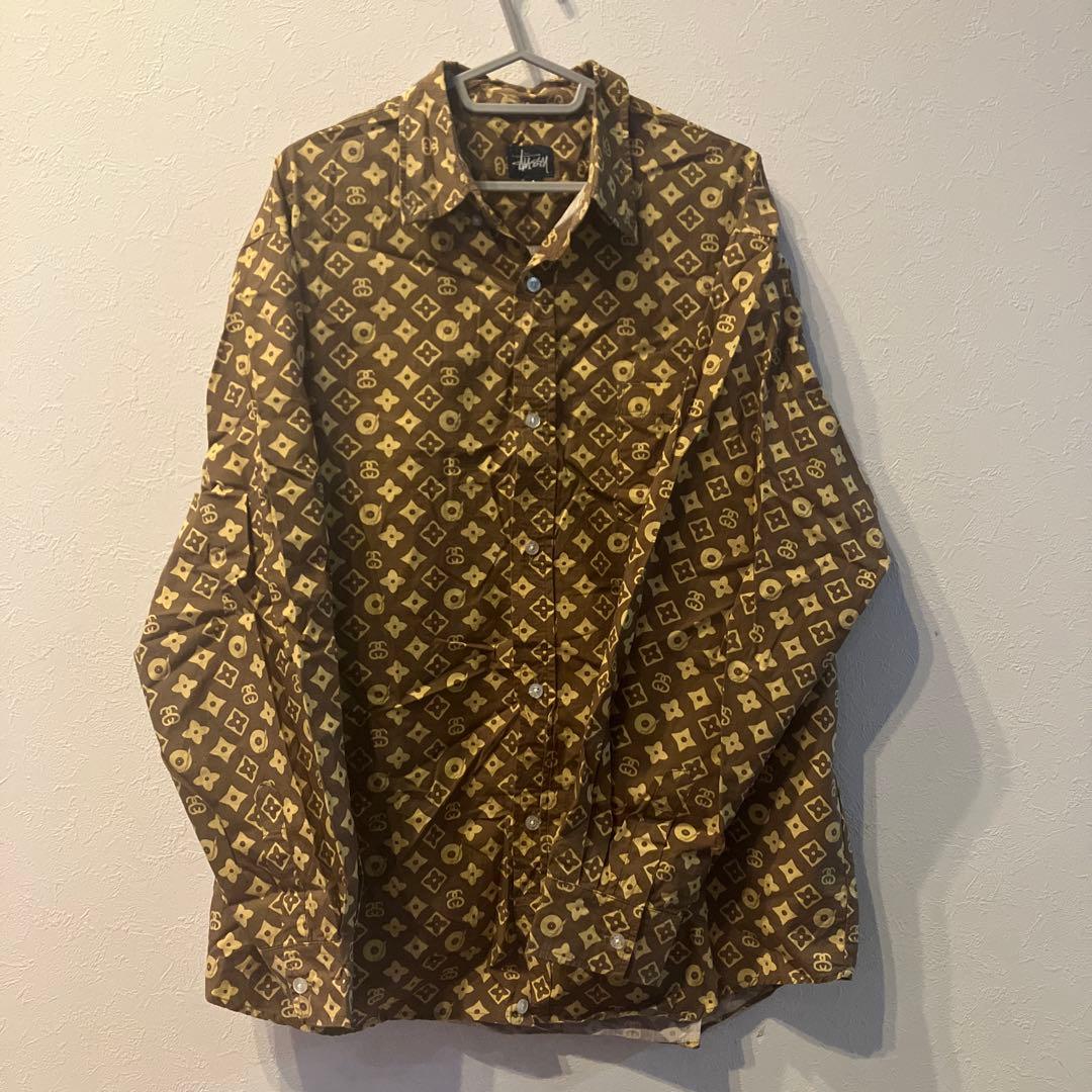 Stussy ロゴパターン 長袖シャツ L