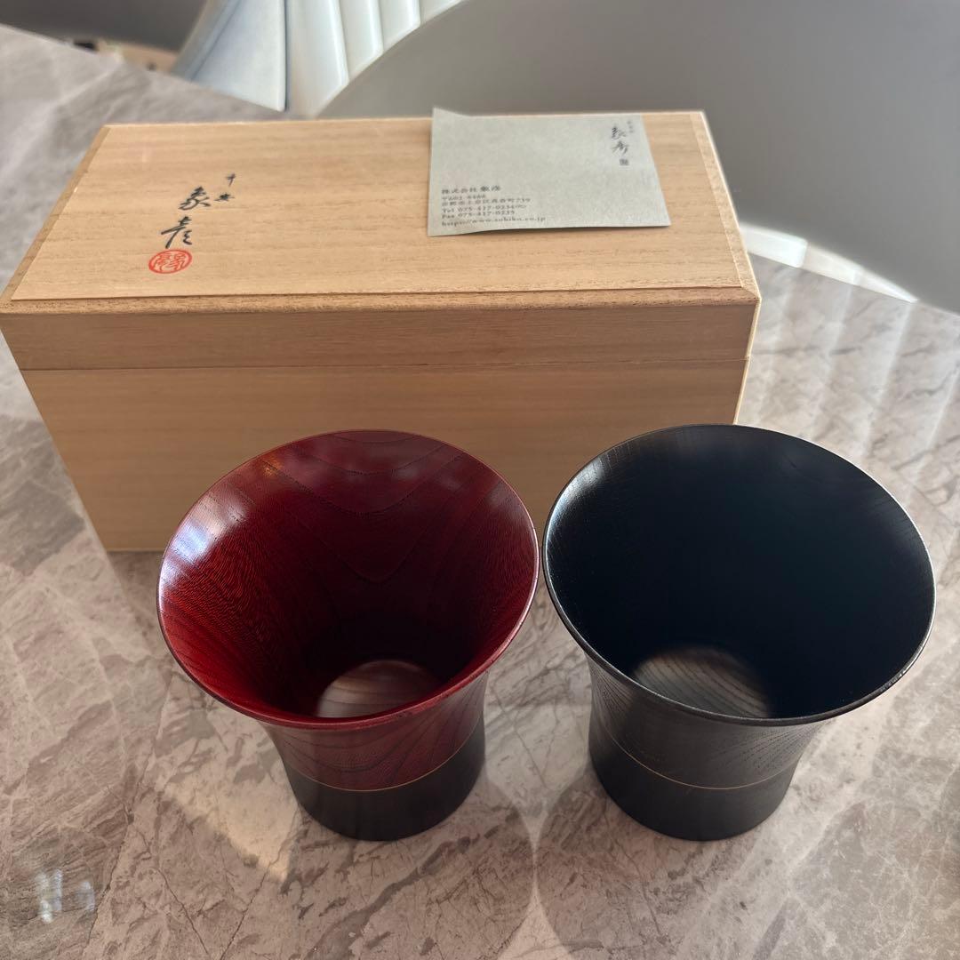 【象彦】夫婦椀 ペア 桐箱付 漆器 京都老舗 赤×黒 木製 汁椀
