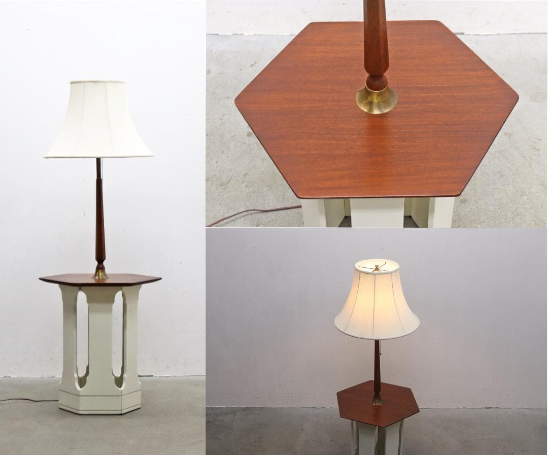 U.S. アメリカ ヴィンテージ チーク材 ペイント フロアライト ランプ