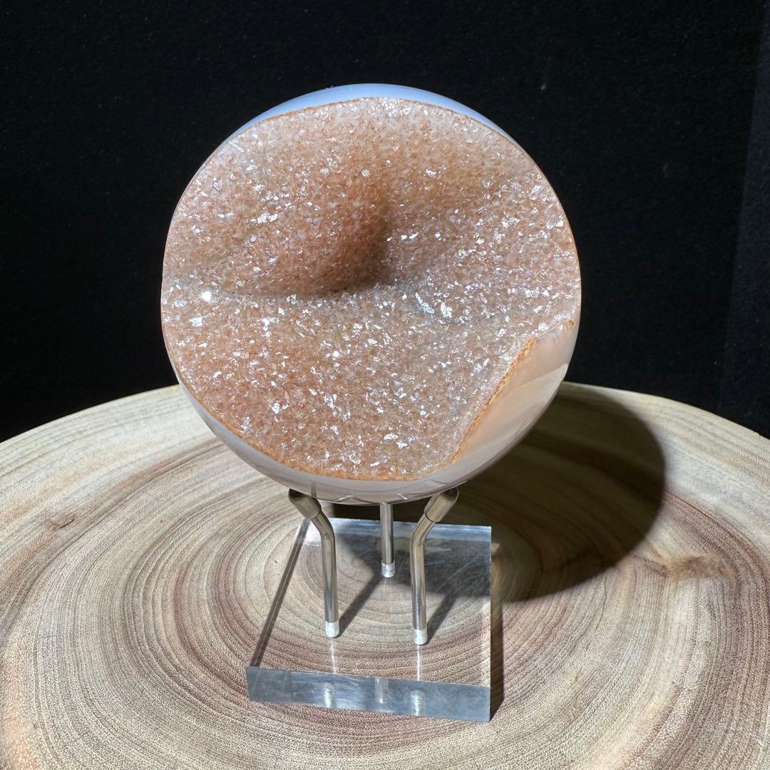 天然石シュガー瑪瑙の笑い口　置物　スフィアNO.062706