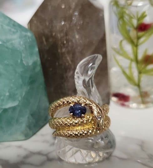 金脈 蛇様 K18 風水リング 天然アレキサンドライト