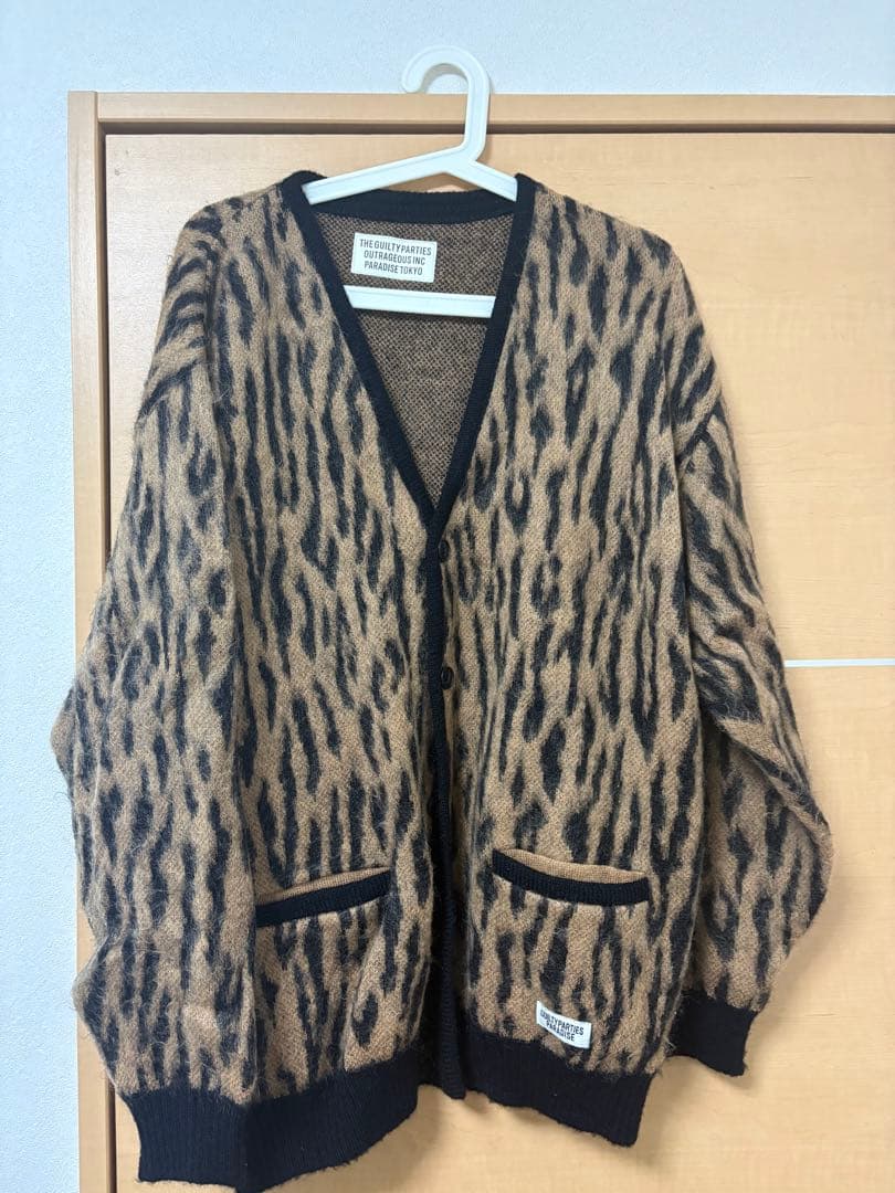 ワコマリア　モヘアカーディガン　ヒョウ柄