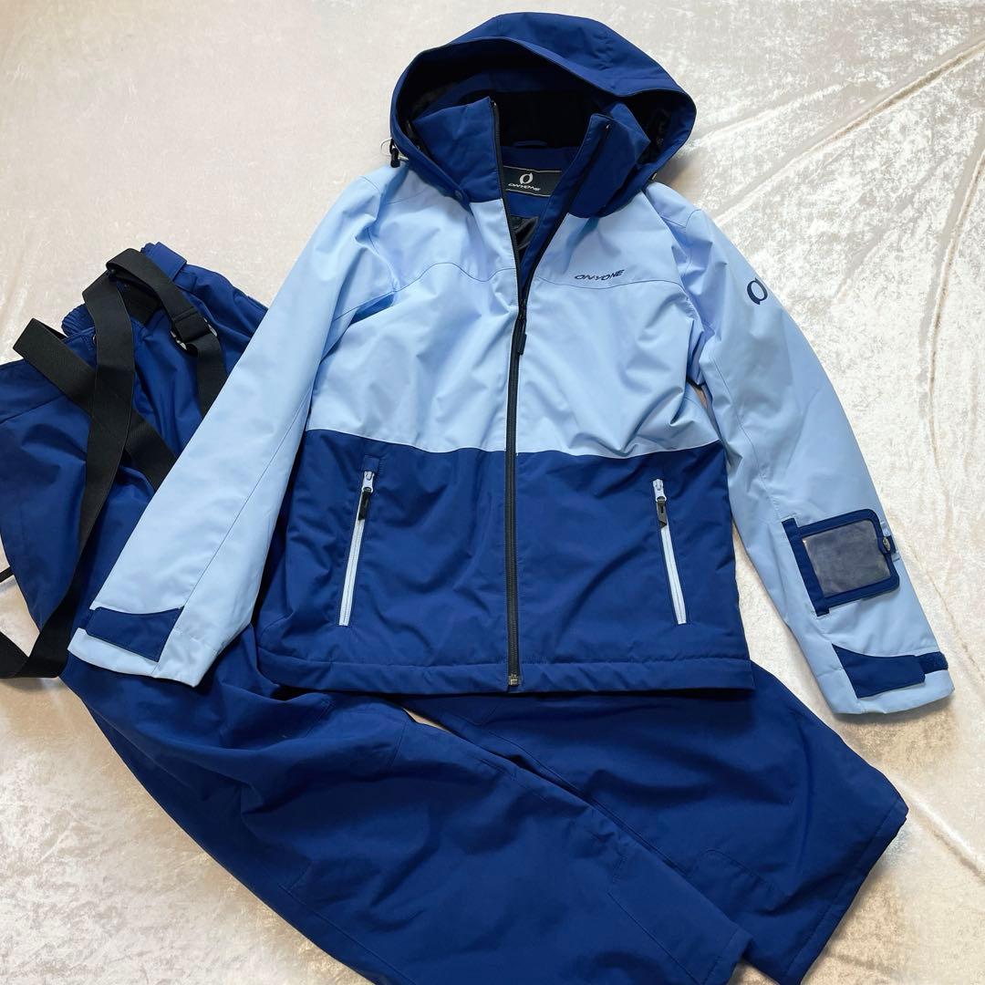ま*と様 オンヨネ　スキーウェア　水色　ネイビー　パンツ　ジャケット　セット　上