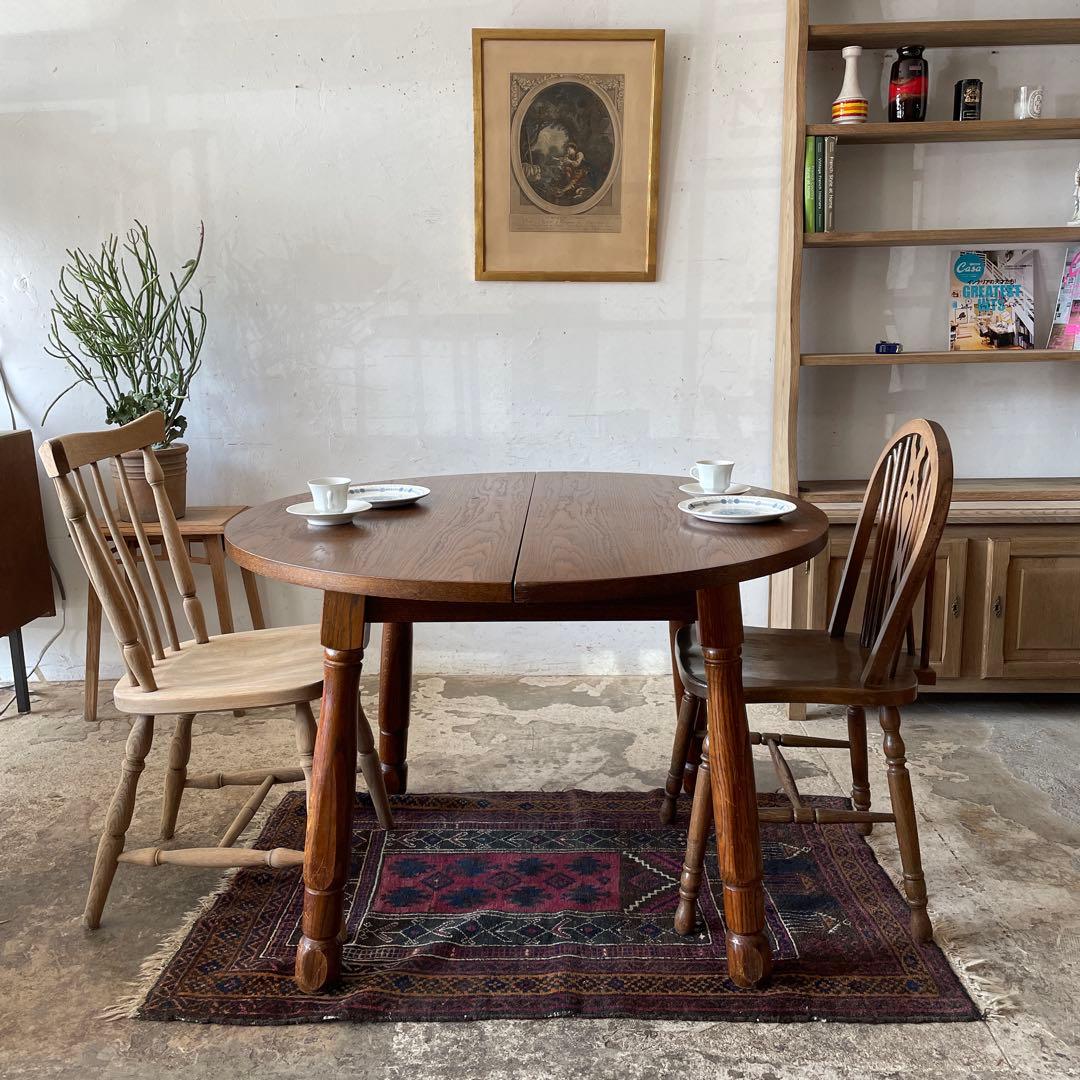 ビンテージ ラウンドエクステンションダイニングテーブル no4