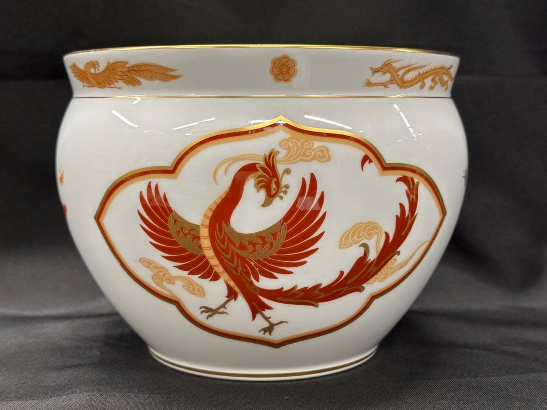 【USED】大倉陶園　大倉　四神之内　四神　朱雀　限定版　花瓶　壺