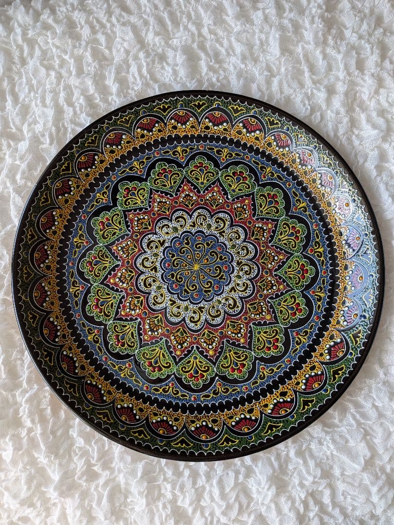 ウズベキスタン伝統模様の装飾皿 直径約37cm