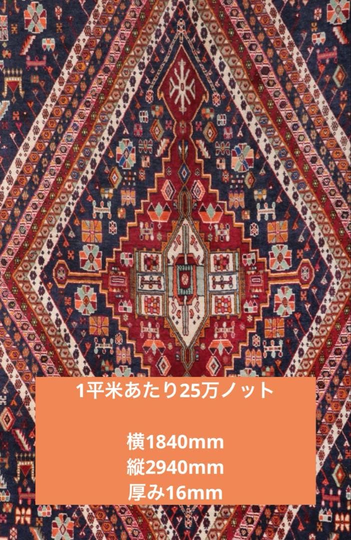 ペルシャ絨毯 ギャッベ カシュクリ 手織り イラン 184×294 大判 調湿