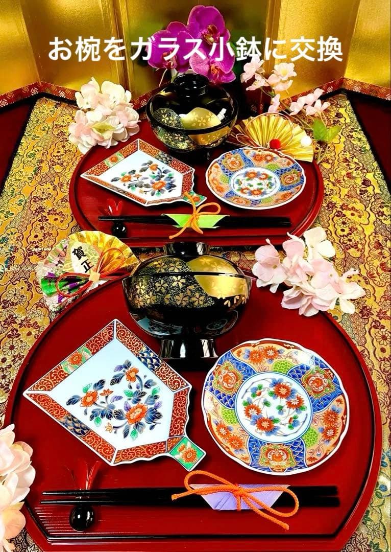 パコ 白い鶴の模様の扇形皿 3枚 鶴皿　鶴型　箸置き各3点セット　お正月