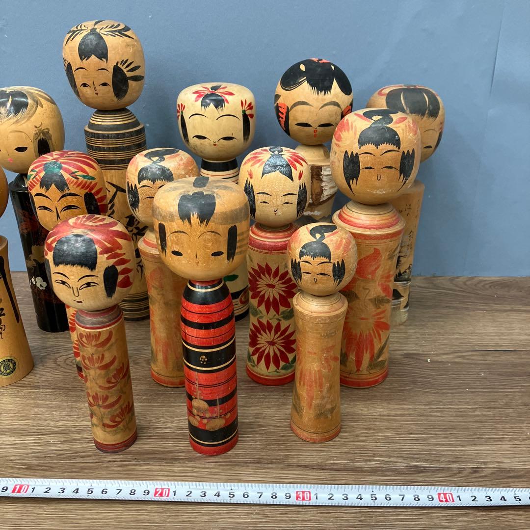 D-3 昭和レトロ 伝統こけし 16本セット 大量まとめ売り 作家物 銘あり