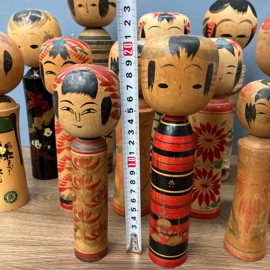 D-3 昭和レトロ 伝統こけし 16本セット 大量まとめ売り 作家物 銘あり