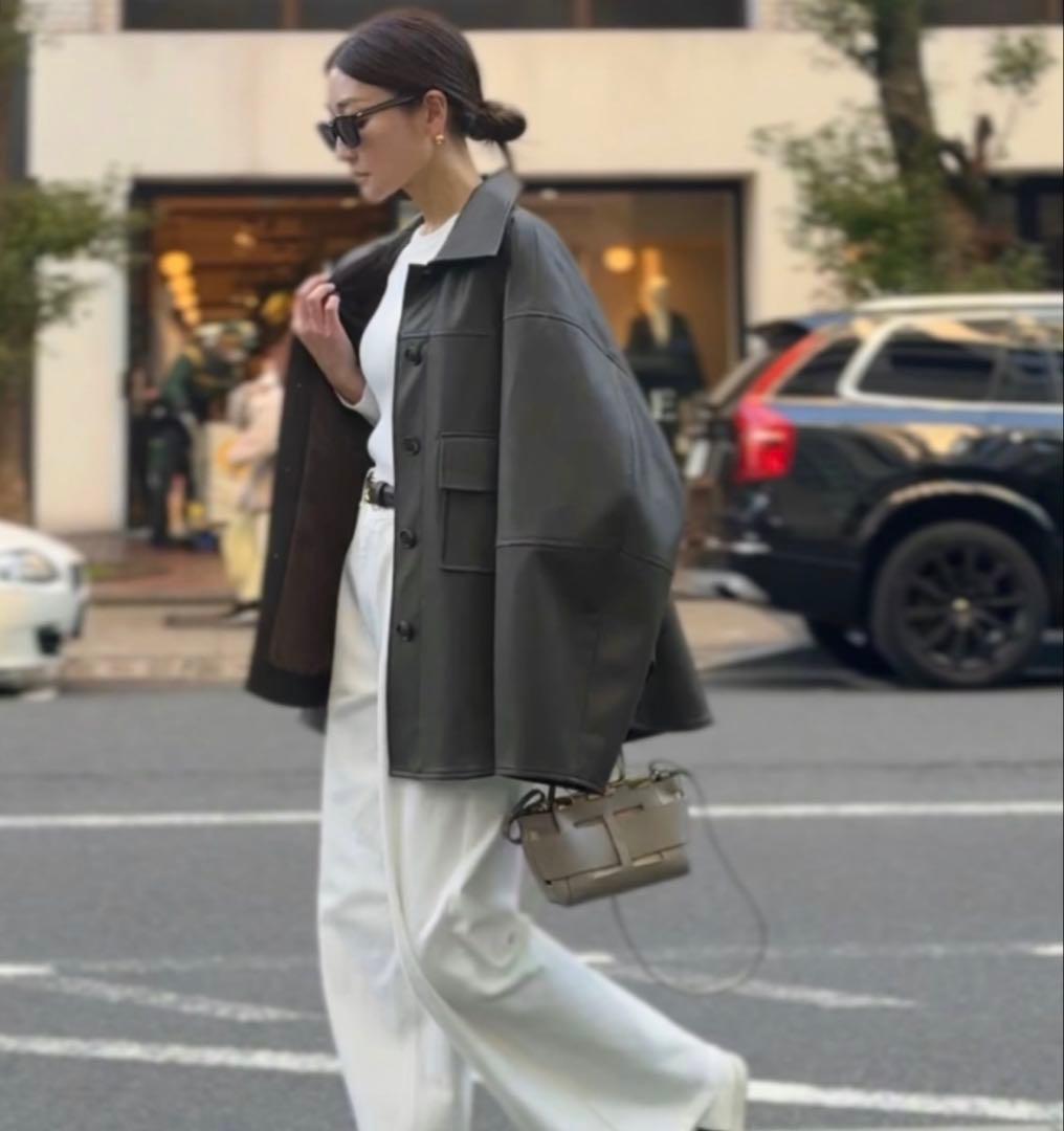 regleem エコレザーシャツジャケット ダークブラウン　リグリーム