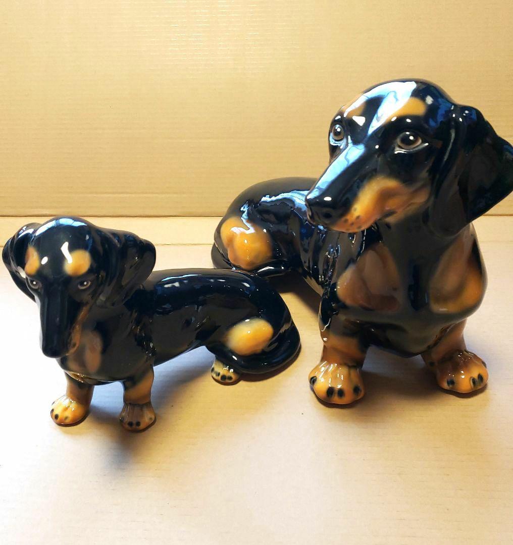 ダックスフンド (親子) 置物