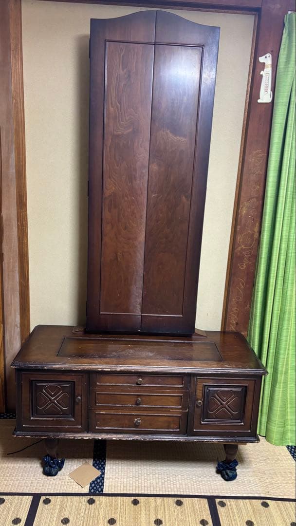 クラシック木製三面鏡ドレッサー　昭和レトロ