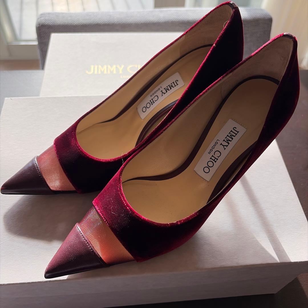 JIMMY CHOO ボルドー ベロア パンプス