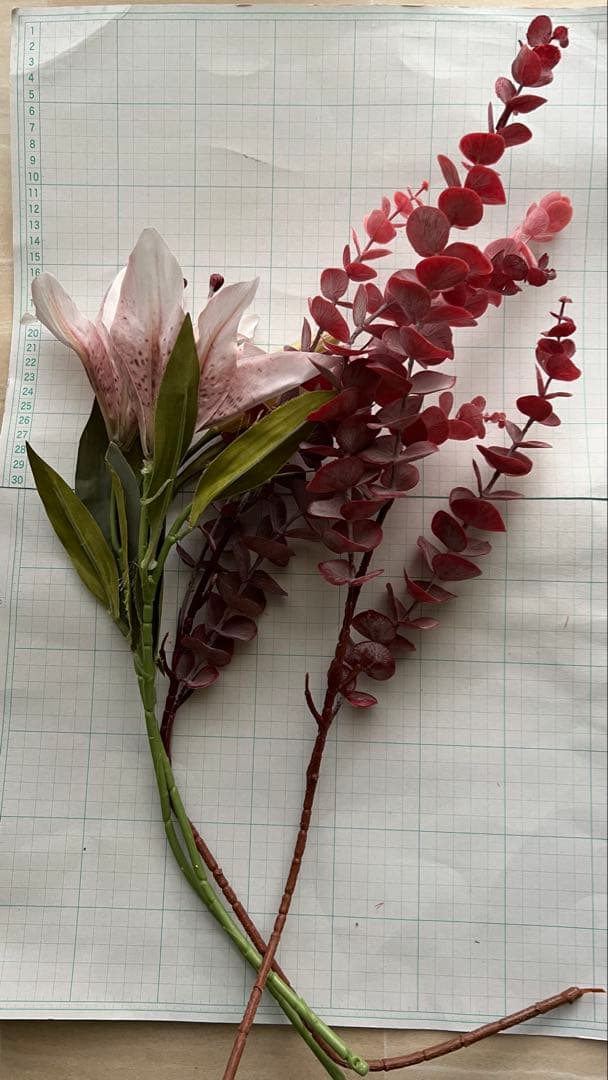 造花 ユリ ピンクホワイト 3本セット