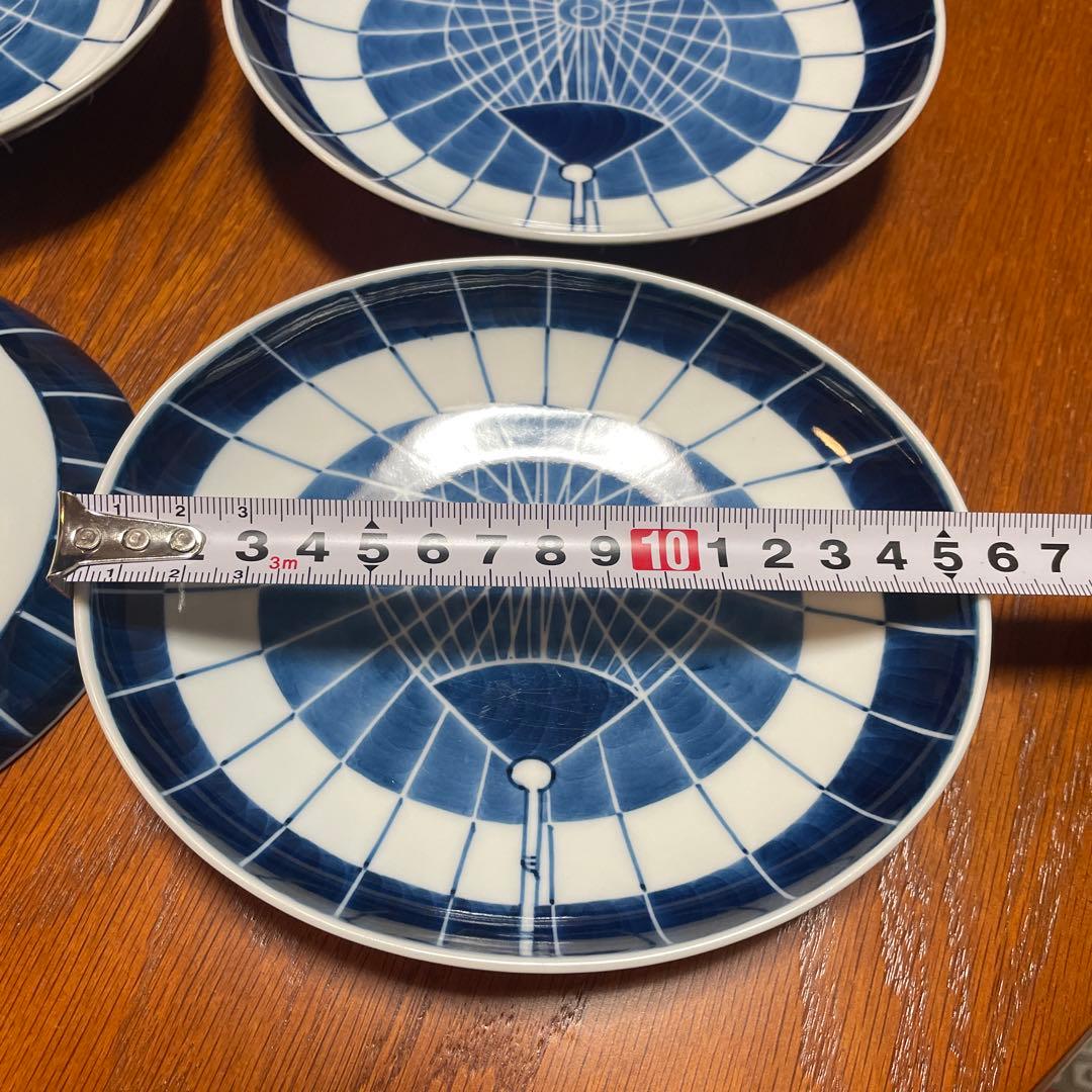 有田焼　源右衛門窯　染付傘絵　銘々皿　４枚