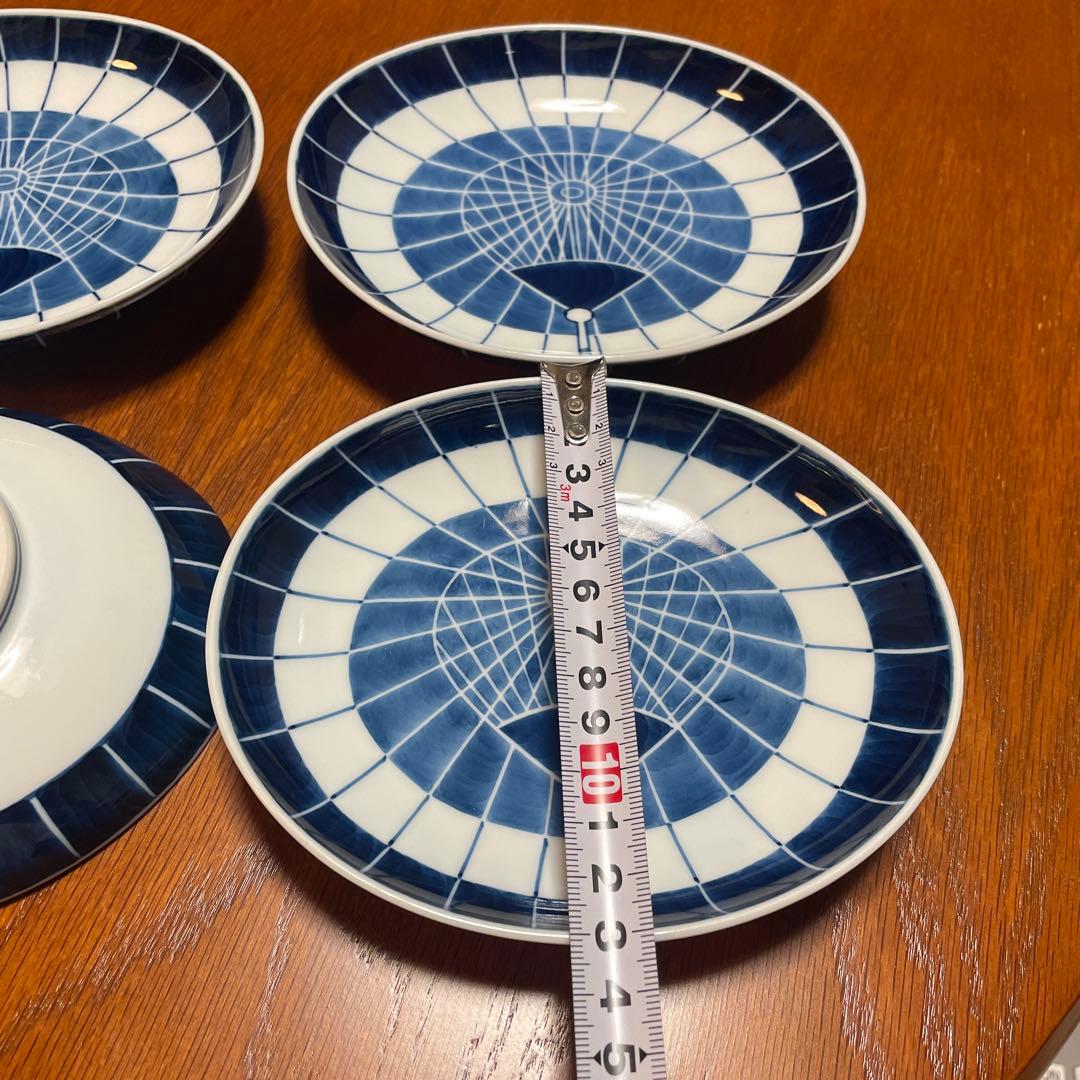 有田焼　源右衛門窯　染付傘絵　銘々皿　４枚