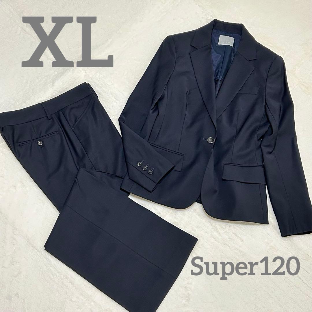 極美品✨ セオリーリュクス スーパー120 パンツスーツ XL位 ネイビー