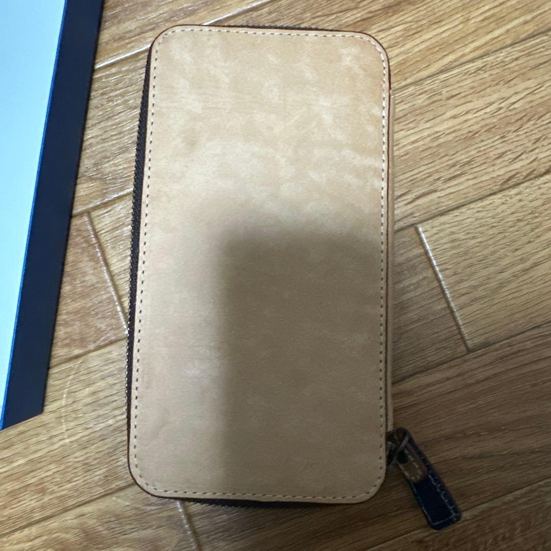 【WEB限定】レザーラウンドジップペンケースMAYA　ナチュラル