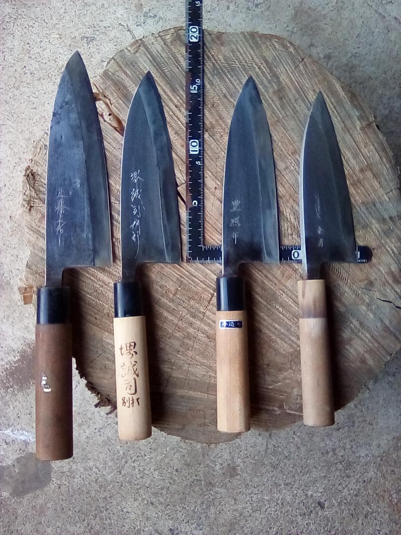 テル　中古包丁　鋼　出刃　4本　正藤　堺誠司　豊照　関孫六