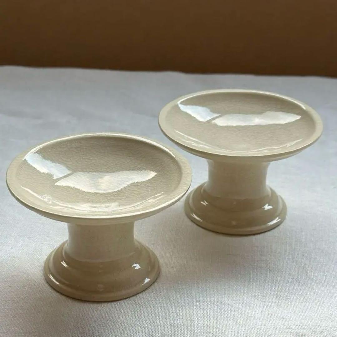 田中直純さん　高台皿　2個セット　新品未使用　ベージュ　アイボリー　陶器製