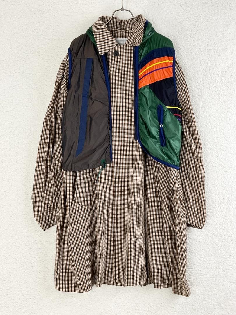 サイズM【新品】Kolor レイヤードガンクラブチェックコート CH