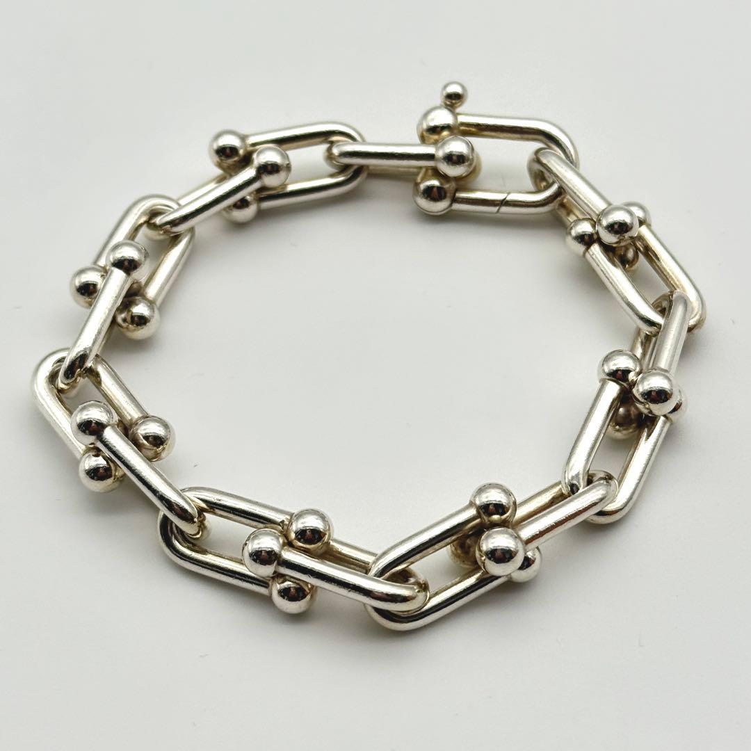 美品 L Tiffany ハードウェア ブレスレット ラージリンク シルバー