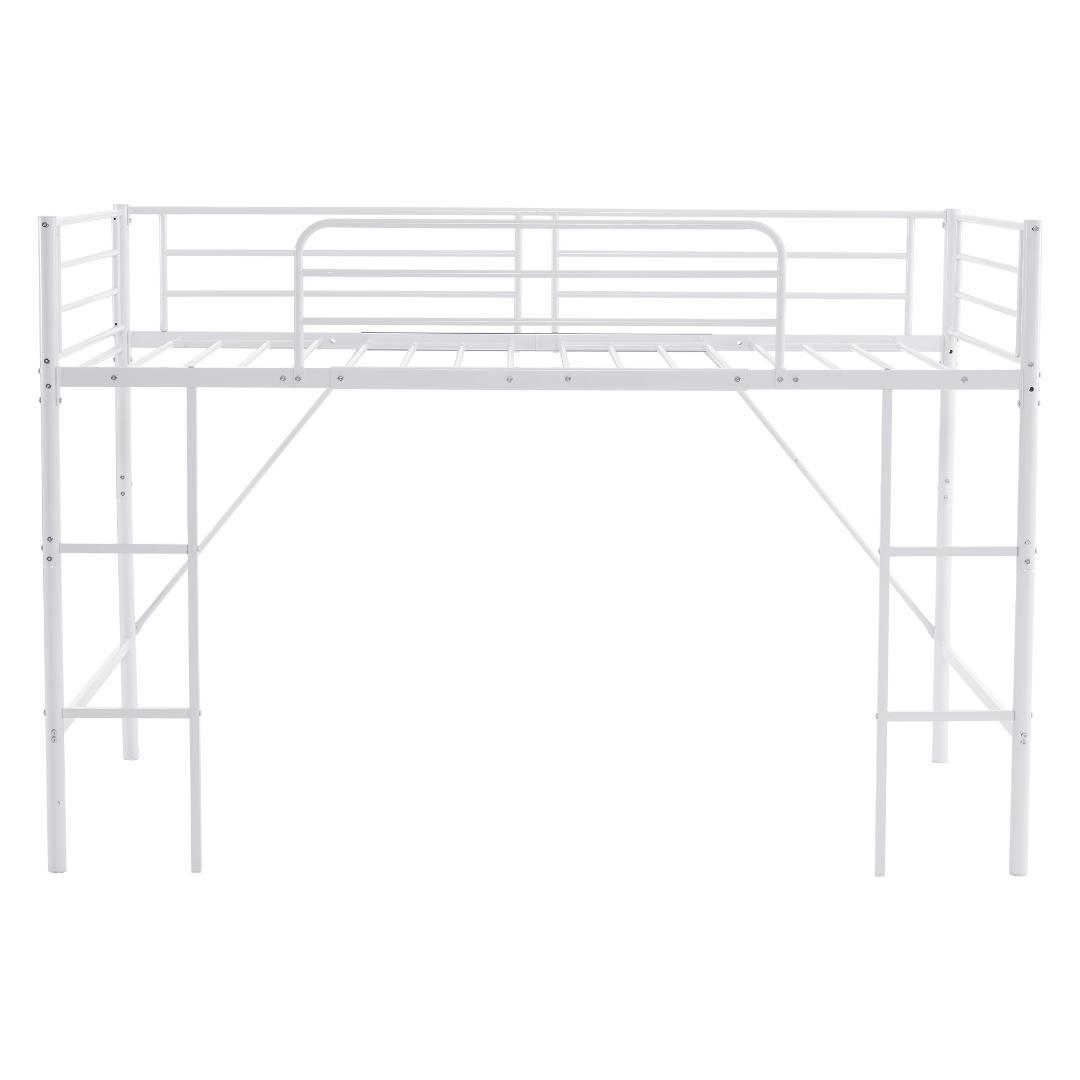 【ホワイト】ロフトベッド パイプベッド シングル ベッド 収納 スチール製
