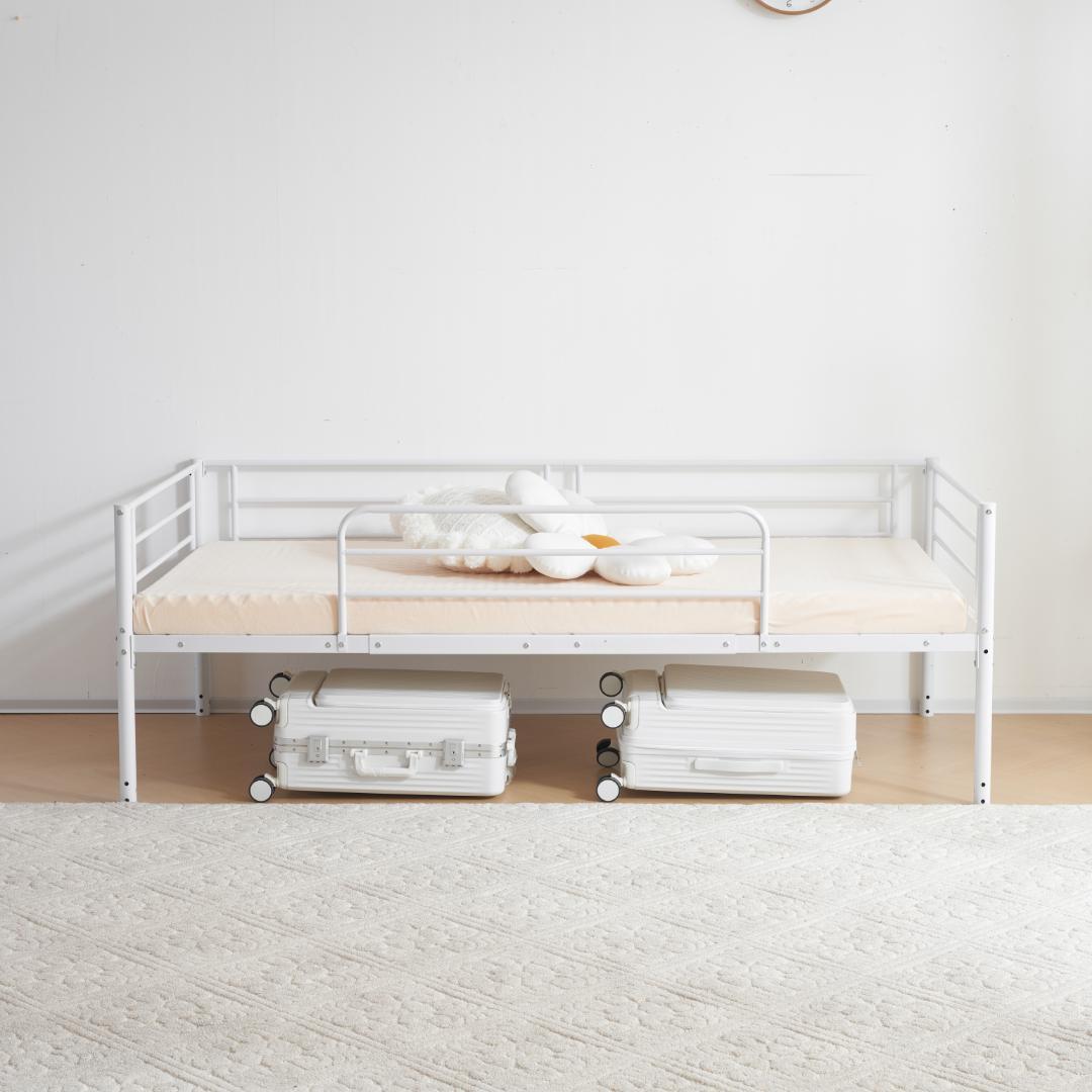 【ホワイト】ロフトベッド パイプベッド シングル ベッド 収納 スチール製