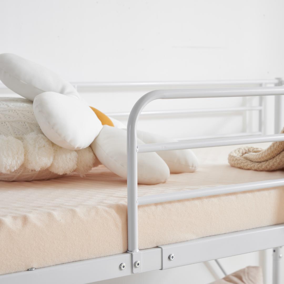 【ホワイト】ロフトベッド パイプベッド シングル ベッド 収納 スチール製