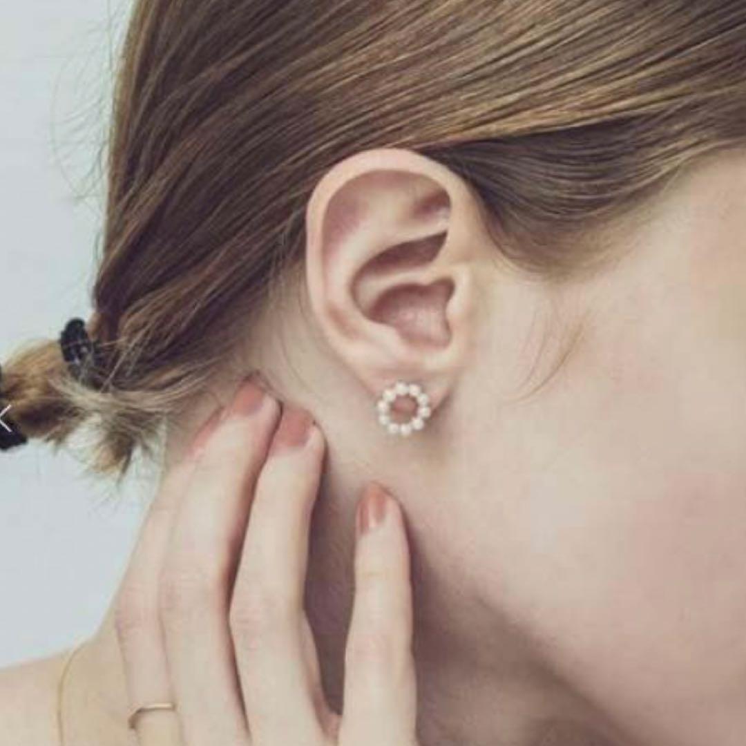 ete 18金 淡水パール サークルピアス