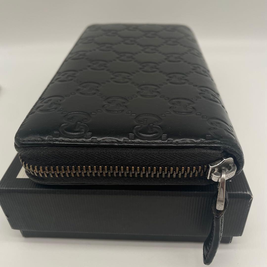 極美品 付属品完備 ✨ GUCCI GG シマ 長財布 ラウンドジップ 黒