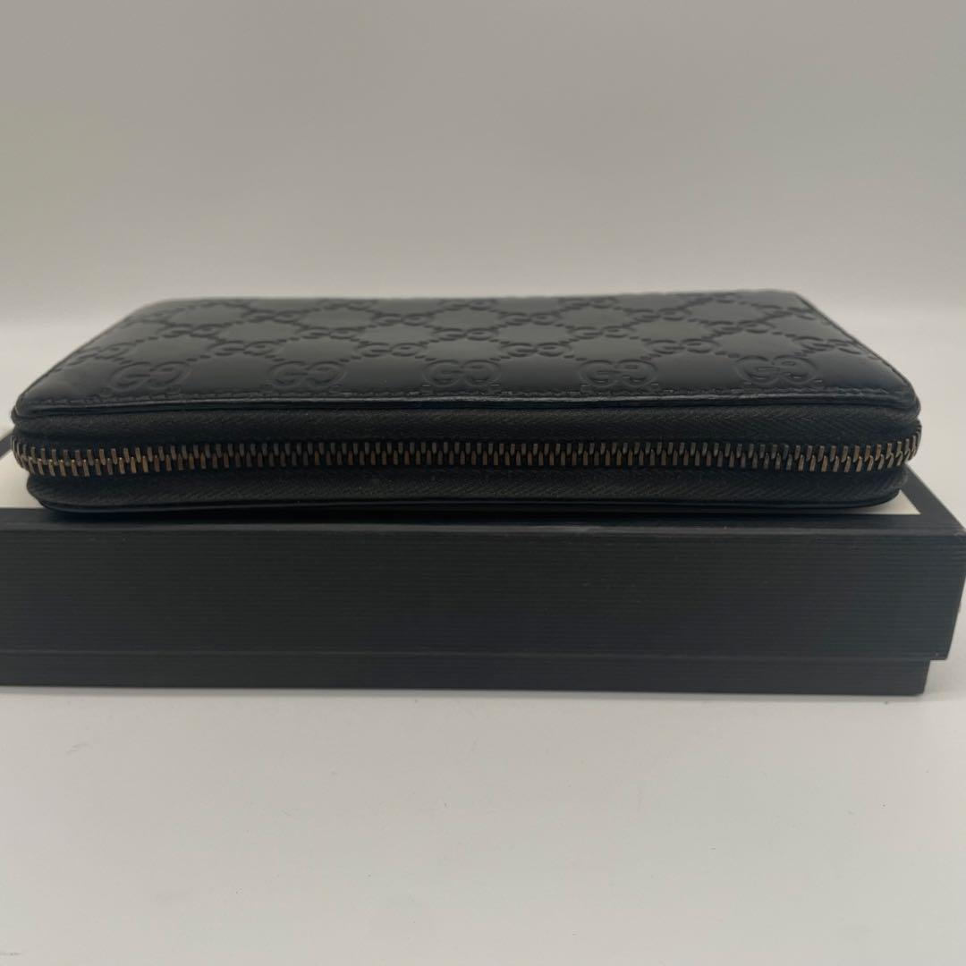極美品 付属品完備 ✨ GUCCI GG シマ 長財布 ラウンドジップ 黒