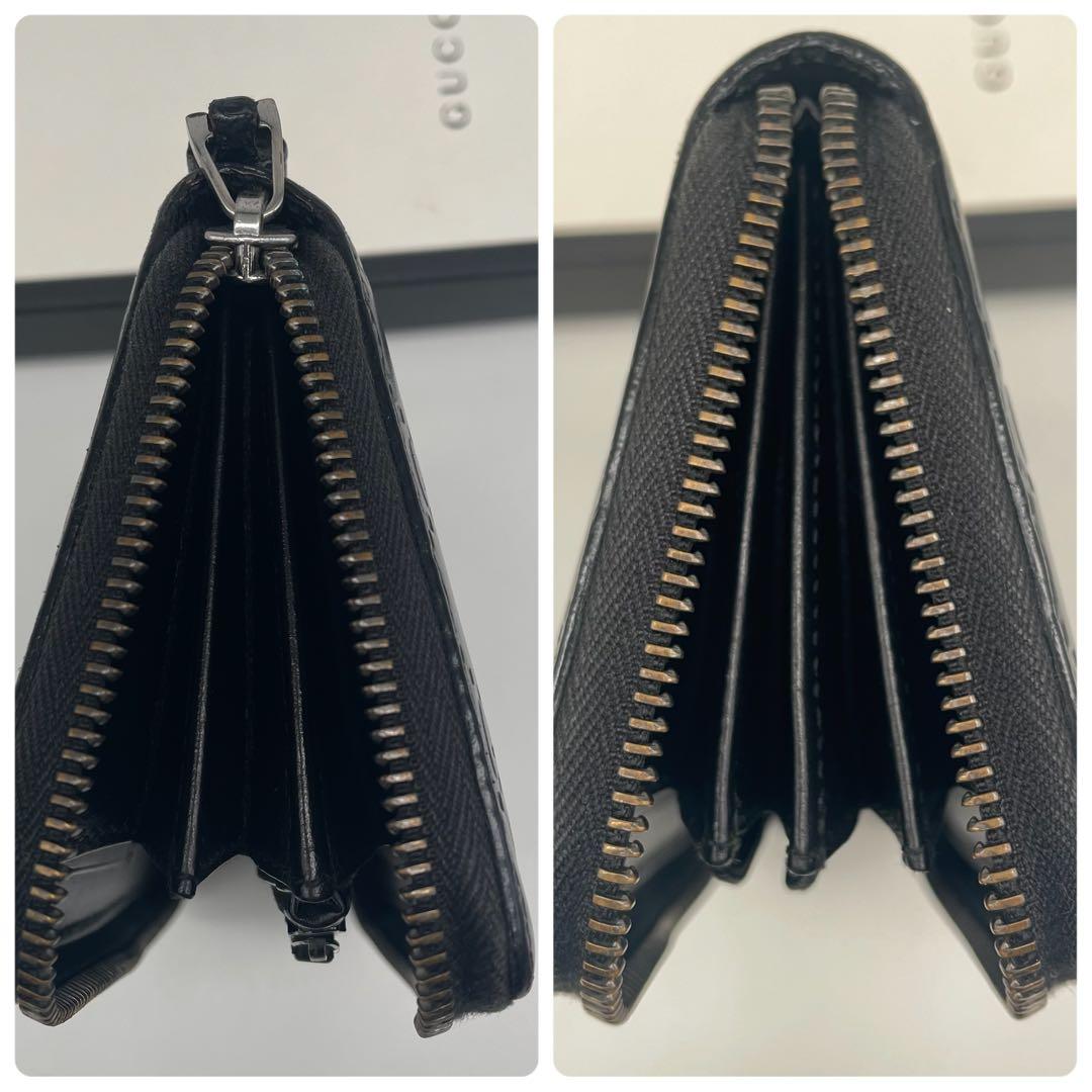 極美品 付属品完備 ✨ GUCCI GG シマ 長財布 ラウンドジップ 黒