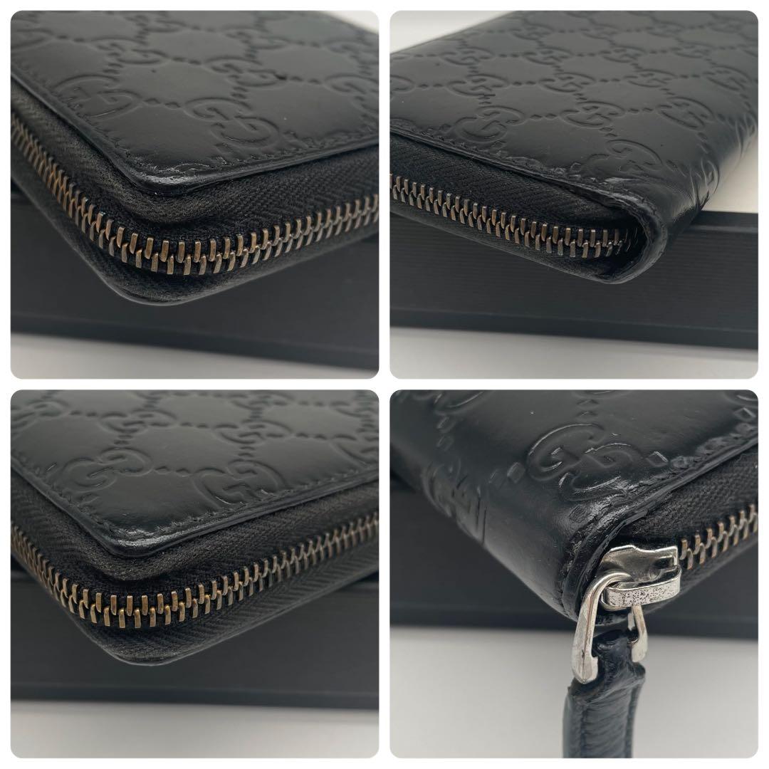 極美品 付属品完備 ✨ GUCCI GG シマ 長財布 ラウンドジップ 黒