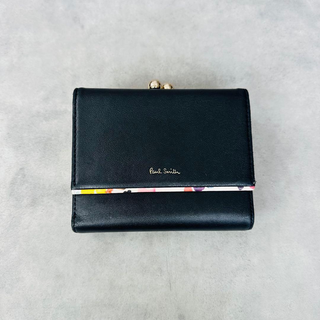 廃盤✨Paul Smith マーガレットプリントトリム がま口 三つ折り財布②