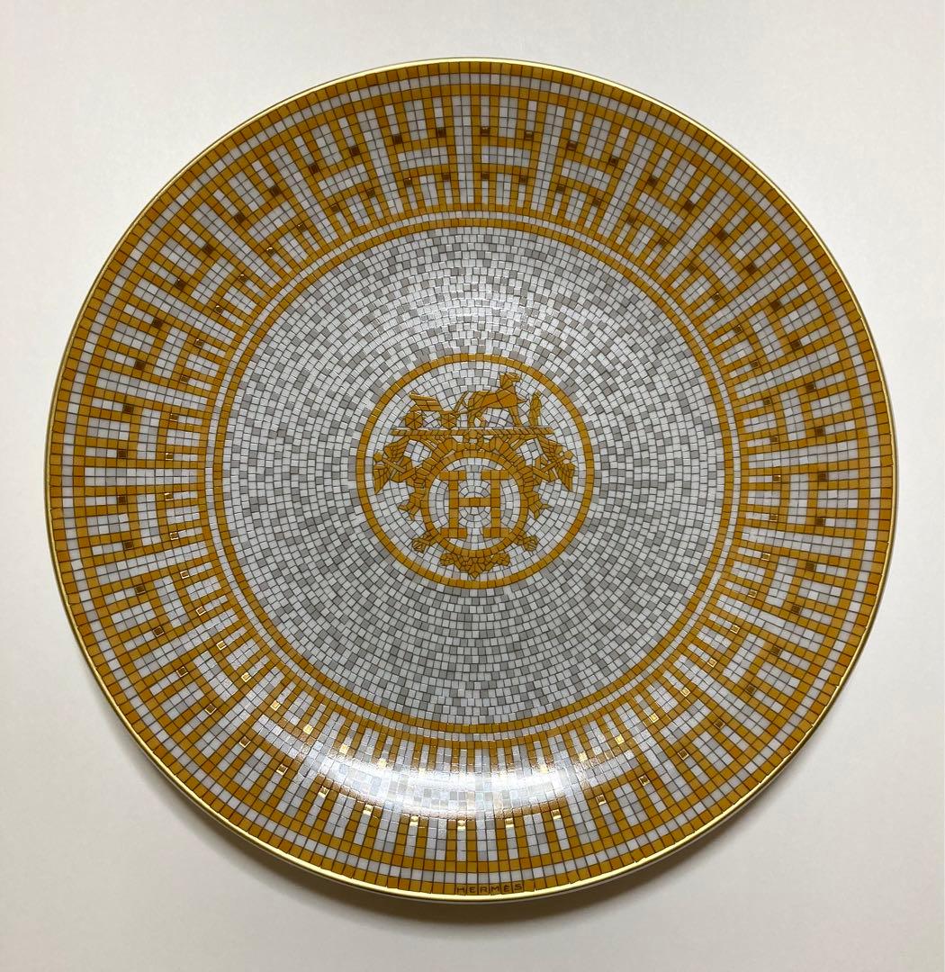 エルメス　デザートプレート　HERMESモザイクヴァンキャトル24ゴールド洋食器