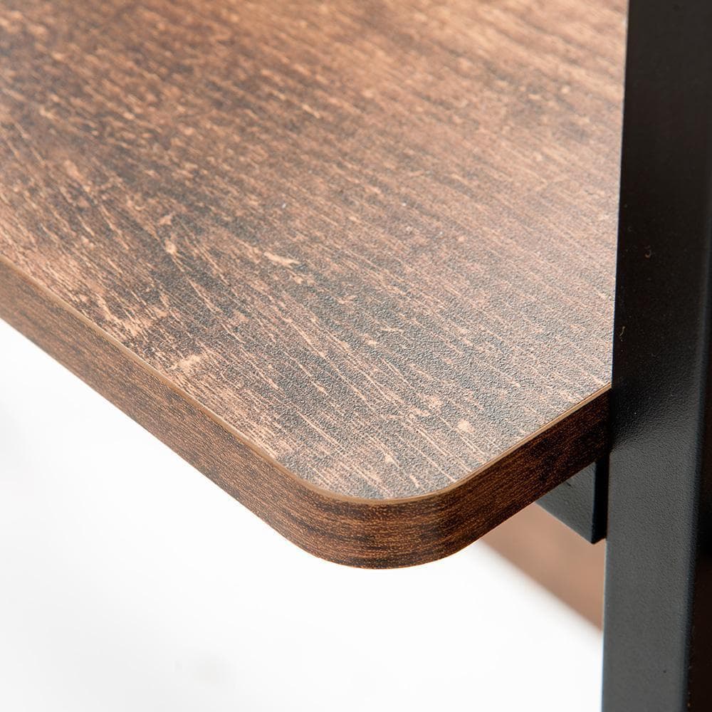 【ダークブラウン】パソコンデスク引き出し付き3段シェルフ付パソコンデスク学習机